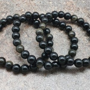 Shop Golden Obsidian Jewelry! 8mm Golden Obsidian Gemstone Bracelet, 7 inch | Natural genuine Golden Obsidian jewelry. Buy crystal jewelry, handmade handcrafted artisan jewelry for women.  Unique handmade gift ideas. #jewelry #beadedjewelry #beadedjewelry #gift #shopping #handmadejewelry #fashion #style #product #jewelry #affiliate #ad