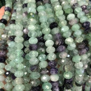 Shop Fluorite Rondelle Beads! 8x6mm Faceted Rainbow Fluorite Rondelle Beads,Gemstone Beads, Approx 15.5 Inch Strand | Natural genuine rondelle Fluorite beads for beading and jewelry making.  #jewelry #beads #beadedjewelry #diyjewelry #jewelrymaking #beadstore #beading #affiliate #ad