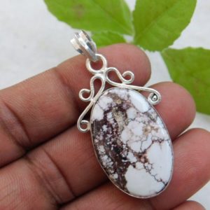 Shop Magnesite Pendants! 925 Sterling and Wild Horse Magnesite Pendant, beautiful Wild Horse Native oval shape gemstone jewelry, mp-211 | Natural genuine Magnesite pendants. Buy crystal jewelry, handmade handcrafted artisan jewelry for women.  Unique handmade gift ideas. #jewelry #beadedpendants #beadedjewelry #gift #shopping #handmadejewelry #fashion #style #product #pendants #affiliate #ad