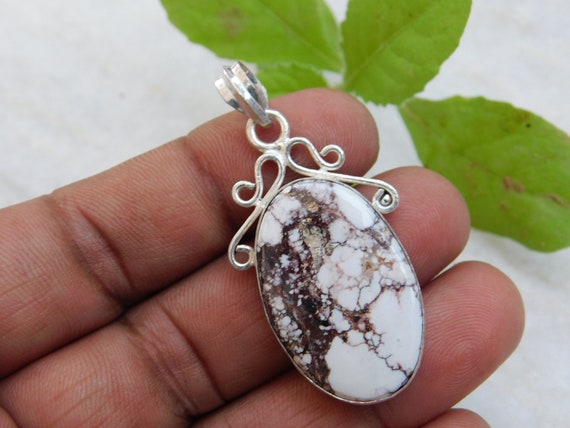 925 Sterling And Wild Horse Magnesite Pendant, Beautiful Wild Horse Native Oval Shape Gemstone Jewelry, Mp-211