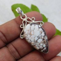 925 Sterling And Wild Horse Magnesite Pendant, Beautiful Wild Horse Native Stone Jewelry, Mp-210 | Natural genuine Gemstone jewelry. Buy crystal jewelry, handmade handcrafted artisan jewelry for women.  Unique handmade gift ideas. #jewelry #beadedjewelry #beadedjewelry #gift #shopping #handmadejewelry #fashion #style #product #jewelry #affiliate #ad