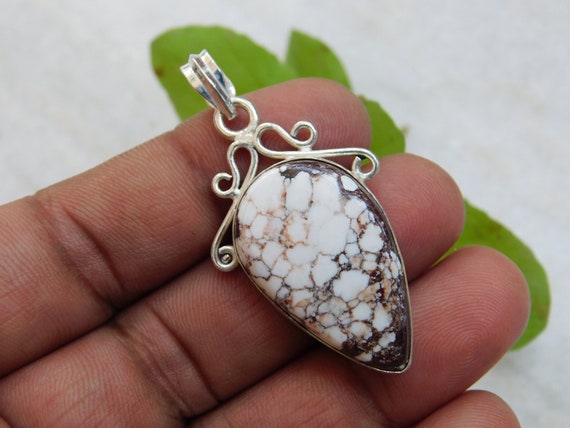 925 Sterling And Wild Horse Magnesite Pendant, Beautiful Wild Horse Native Stone Jewelry, Mp-210