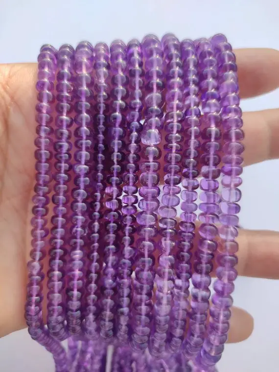 Aaa African Amethyst Smooth Rondelle Beads |  Amethyst Rondelle Beads | 10/13 Inch Strand Beads | Wholesale Gemstone Beads