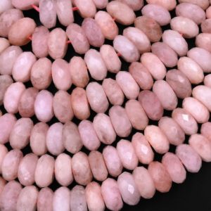 Shop Morganite Rondelle Beads! AAA Faceted Natural Pink Morganite Aquamarine Beryl Rondelle Beads 6mm 7mm 8mm 15.5" Strand | Natural genuine rondelle Morganite beads for beading and jewelry making.  #jewelry #beads #beadedjewelry #diyjewelry #jewelrymaking #beadstore #beading #affiliate #ad
