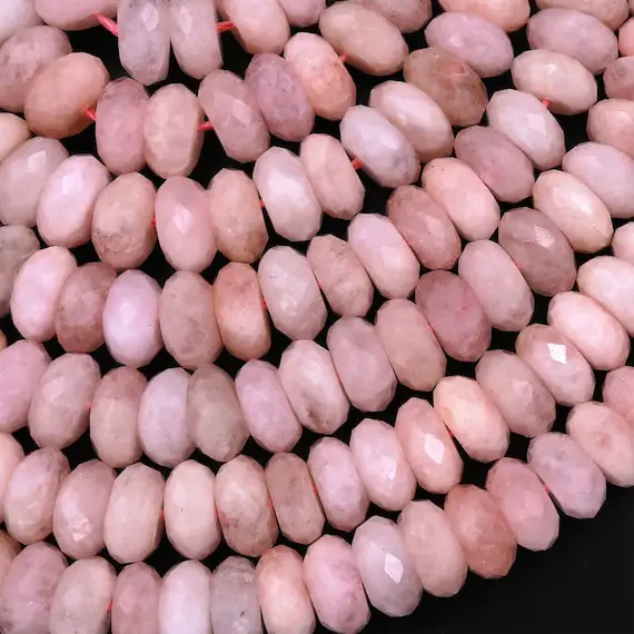 Aaa Faceted Natural Pink Morganite Aquamarine Beryl Rondelle Beads 6mm 7mm 8mm 15.5" Strand