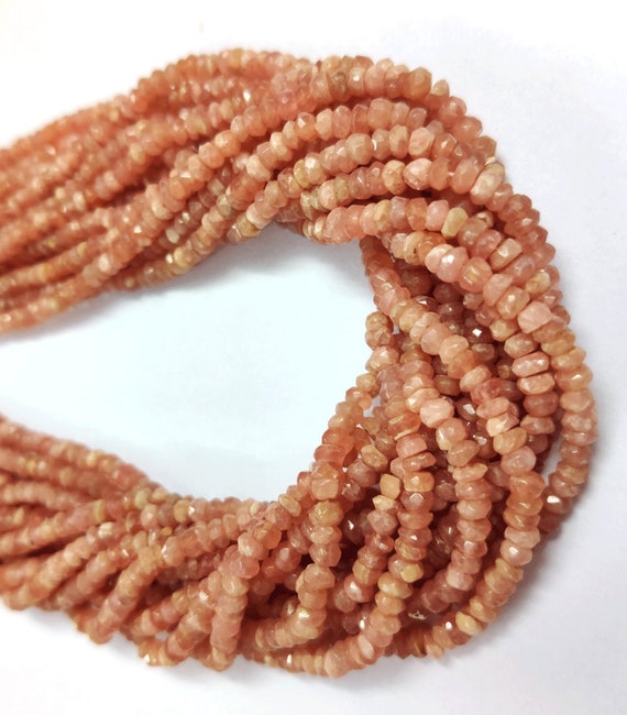 Indian Cutting Rhodochrosite Faceted Rondelle Beads 3-4mm Natural Rhodochrosite Rondelle Beads Pink Rhodochrosite Stone Necklace Jewelry