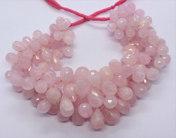 Aaa Natural Morganite Faceted Tear Shape Beads, 6x9-10x14 Mm Morganite Drop Gemstone Beads, 8 Inch Pink Aquamarine Beads