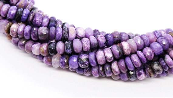 Charoite Faceted Rondelle Shape Beads, Purple Charoite Rondelle Beads, 7mm Charoite Gemstone Beads, Charoite Wholesale Beads For Jewelry