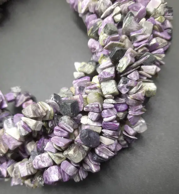 Purple Charoite Smooth Uncut Chips Gemstone Beads Loose Beads 34" Natural Charoite Nugget Shape Jewelry Making Crafts