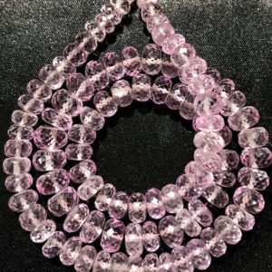 Shop Morganite Rondelle Beads! AAAA Quality~Very Beautiful••Pink Morganite Colour Faceted Rondelle Shape Beads••6-9mm 18” Morganite Colour Gemstone Beads••Pink Colour Bead | Natural genuine rondelle Morganite beads for beading and jewelry making.  #jewelry #beads #beadedjewelry #diyjewelry #jewelrymaking #beadstore #beading #affiliate #ad