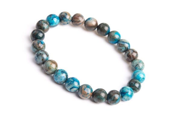 Crazy Lace Agate Gemstone Beads 8-9mm Blue Round Aaa Quality Bracelet (106793h-066)