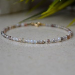 Shop Agate Jewelry! Small Thin bracelet – Genuine Agate bracelet, bracelet femme, Gemstone nude bracelet, wrist beige bracelet, minimal bracelet Crystal jewelry | Natural genuine Agate jewelry. Buy crystal jewelry, handmade handcrafted artisan jewelry for women.  Unique handmade gift ideas. #jewelry #beadedjewelry #beadedjewelry #gift #shopping #handmadejewelry #fashion #style #product #jewelry #affiliate #ad