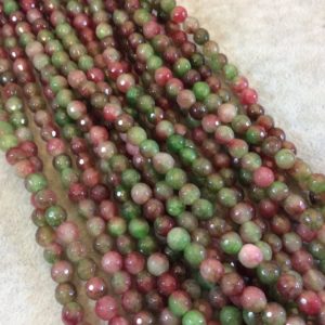 Shop Agate Faceted Beads! 6mm Faceted Dyed Pink/Green Agate Round/Ball Shaped Beads – 15.5" Strand (Approximately 65 Beads) – Natural Semi-Precious Gemstone | Natural genuine faceted Agate beads for beading and jewelry making.  #jewelry #beads #beadedjewelry #diyjewelry #jewelrymaking #beadstore #beading #affiliate #ad