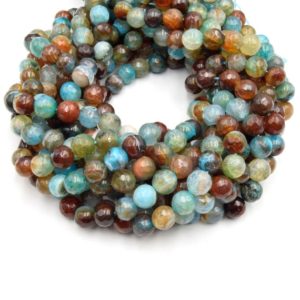 Shop Agate Faceted Beads! Agate Beads | Faceted Mixed Blue Brown Agate Round Beads | 6mm, 8mm, 10mm | Natural genuine faceted Agate beads for beading and jewelry making.  #jewelry #beads #beadedjewelry #diyjewelry #jewelrymaking #beadstore #beading #affiliate #ad