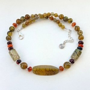 Shop Agate Necklaces! unisex choker agate veins dragon handmade jewelry statement necklace agate for women gift for men gift for father boyfriend gift | Natural genuine Agate necklaces. Buy handcrafted artisan men's jewelry, gifts for men.  Unique handmade mens fashion accessories. #jewelry #beadednecklaces #beadedjewelry #shopping #gift #handmadejewelry #necklaces #affiliate #ad