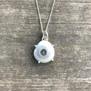 Shop Agate Pendants! Natural Angel Eye Agate Silver Necklace, White Eye Agate Pendant, Special Collection Piece, Eye Agate Jewelry, Completely Handmade & Silver | Natural genuine Agate pendants. Buy crystal jewelry, handmade handcrafted artisan jewelry for women.  Unique handmade gift ideas. #jewelry #beadedpendants #beadedjewelry #gift #shopping #handmadejewelry #fashion #style #product #pendants #affiliate #ad