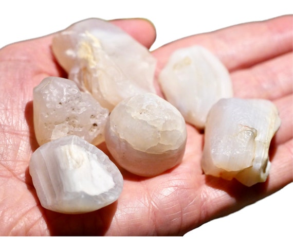 White Gobi Agate Palm Stones Raw And Untreated Peace Agate