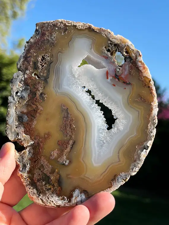 Stunning Druzy Agate Slab Slice Natural Raw Polished Minerals Crystals ~ Crystal Stone Carved Decor Display Crystal