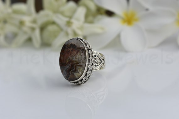 Crazy Lace Agate Ring, Natural Gemstone Ring, Agate Jewelry, Sardonyx Ring, Made For Her, Gift Ring, Designer Ring, Bali Ring, Statement