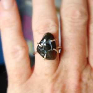 Rough Smoke Agate Jewelry, Opalized Agate Ring for Women, Gift for Sister, Valentines Gift for My Wife, Gift for Her, Beach Stone Ring BOHO | Natural genuine Gemstone rings, simple unique handcrafted gemstone rings. #rings #jewelry #shopping #gift #handmade #fashion #style #affiliate #ad