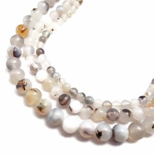 Shop Agate Round Beads! Dendritic Montana Agate Smooth Round Beads 4mm 6mm 8mm 10mm 15.5" Strand | Natural genuine round Agate beads for beading and jewelry making.  #jewelry #beads #beadedjewelry #diyjewelry #jewelrymaking #beadstore #beading #affiliate #ad