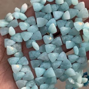 Shop Amazonite Bead Shapes! Beautiful Natural Amazonite Triangle Cut Briolettes Beads Strand 8/10 mm Approx 8 Inches  Amazonite Gemstone For Jewelry Making | Natural genuine other-shape Amazonite beads for beading and jewelry making.  #jewelry #beads #beadedjewelry #diyjewelry #jewelrymaking #beadstore #beading #affiliate #ad