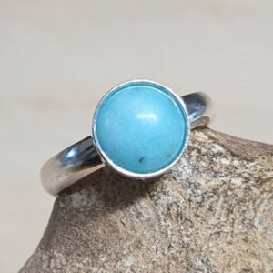 Shop Amazonite Rings! Minimalist Amazonite ring. 925 sterling silver. Virgo jewelry. Reiki jewelry uk. Women's Adjustable ring. 8mm stacking rings | Natural genuine Amazonite rings, simple unique handcrafted gemstone rings. #rings #jewelry #shopping #gift #handmade #fashion #style #affiliate #ad