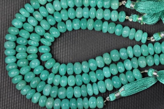 8 Inch Long Strand Smooth Amazonite Rondelle Beads 8 -- 8.5 Mm