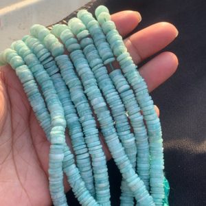 Shop Amazonite Rondelle Beads! New Brand Beautiful Natural AMAZONITE Smooth Tyre Shaped Beads 6-8 mm,16 Inches Amazonite Gemstone For Jewelry Making | Natural genuine rondelle Amazonite beads for beading and jewelry making.  #jewelry #beads #beadedjewelry #diyjewelry #jewelrymaking #beadstore #beading #affiliate #ad
