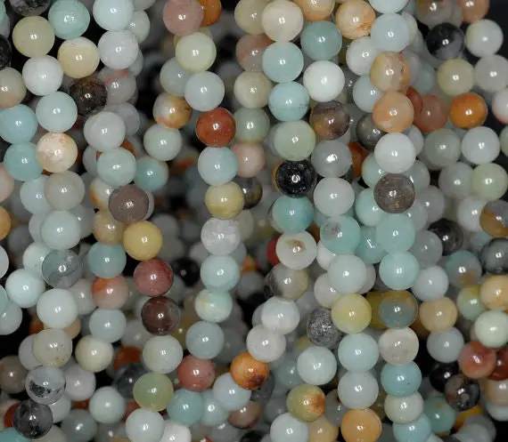 6mm Amazonite Gemstone Blue Brown Round Loose Beads 15.5 Inch Full Strand (90182423-395)