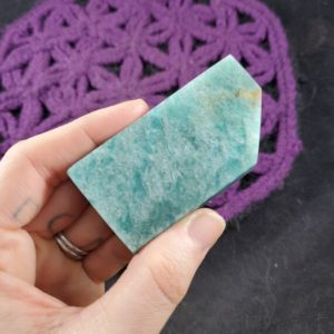Shop Amazonite Shapes! Amazonite Polished Freeform Slab Healing Stones Display Crystal Self Standing Green Silver Shimmer Crystal | Natural genuine stones & crystals in various shapes & sizes. Buy raw cut, tumbled, or polished gemstones for making jewelry or crystal healing energy vibration raising reiki stones. #crystals #gemstones #crystalhealing #crystalsandgemstones #energyhealing #affiliate #ad