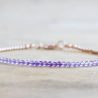 Delicate Amethyst Bracelet With Rose Gold Fill Or Sterling Silver, February Birthstone Beaded Jewelry | Natural genuine Gemstone jewelry. Buy crystal jewelry, handmade handcrafted artisan jewelry for women.  Unique handmade gift ideas. #jewelry #beadedjewelry #beadedjewelry #gift #shopping #handmadejewelry #fashion #style #product #jewelry #affiliate #ad
