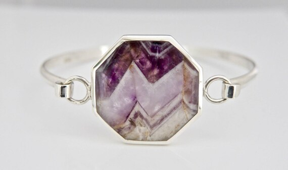 Handmade Silver Bangle Set With Amethyst Lace