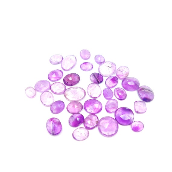 Amethyst Rose Cut 5pc Lot 12 To 14 Mm Rose Cut, Amethyst Gemstone, Rose Cut Cabochon, Use In Jewllery