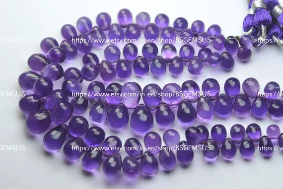 8 Inch Strand,finest Quality,natural Purple Amethyst Smooth Drops Shape. Size-8-12mm