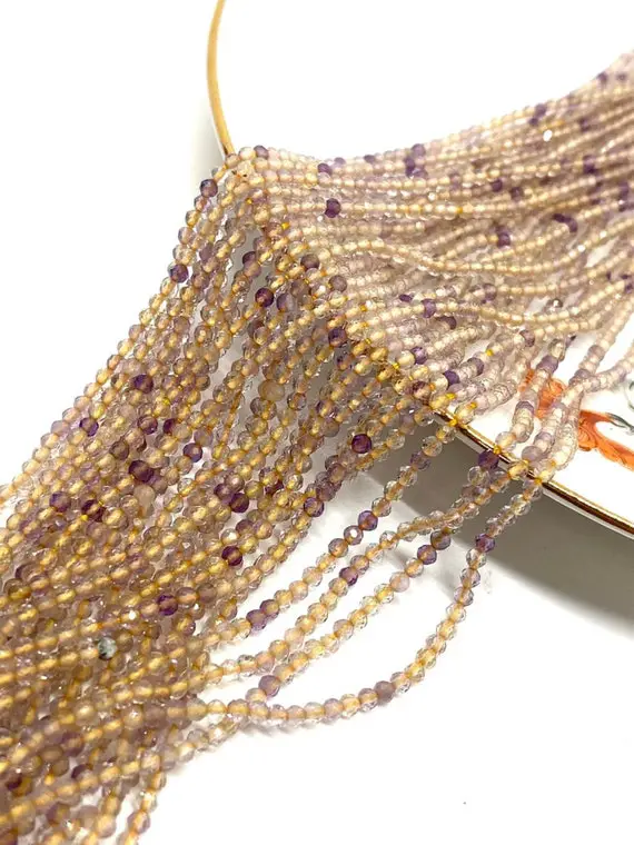 Ametrine Beads, Natural Ametrine Faceted Round Beads, 2-2.5 Mm Ametrine Round Beads, Faceted Rondelle Beads, Ametrine Beads Strand