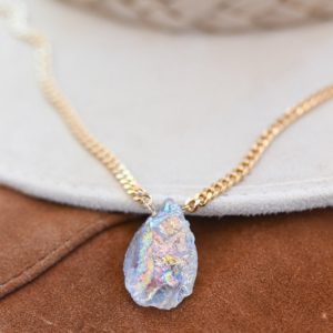 Shop Angel Aura Quartz Necklaces! Angel Aura Quartz Boho Necklace-Gold Gemstone Handmade Jewelry-Crystal Pendant-Curb Chain-Gold Chain Necklace Women-Mother Of The Groom Gift | Natural genuine Angel Aura Quartz necklaces. Buy crystal jewelry, handmade handcrafted artisan jewelry for women.  Unique handmade gift ideas. #jewelry #beadednecklaces #beadedjewelry #gift #shopping #handmadejewelry #fashion #style #product #necklaces #affiliate #ad