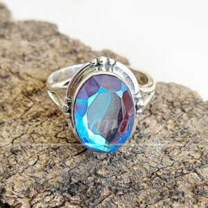 Angel Aura Quartz Ring-Handmade Ring-925 Sterling Silver Ring-Gift Aura Quartz Ring-Gift for her-Promise Ring-Anniversary Ring- Women's Ring | Natural genuine Angel Aura Quartz rings, simple unique handcrafted gemstone rings. #rings #jewelry #shopping #gift #handmade #fashion #style #affiliate #ad