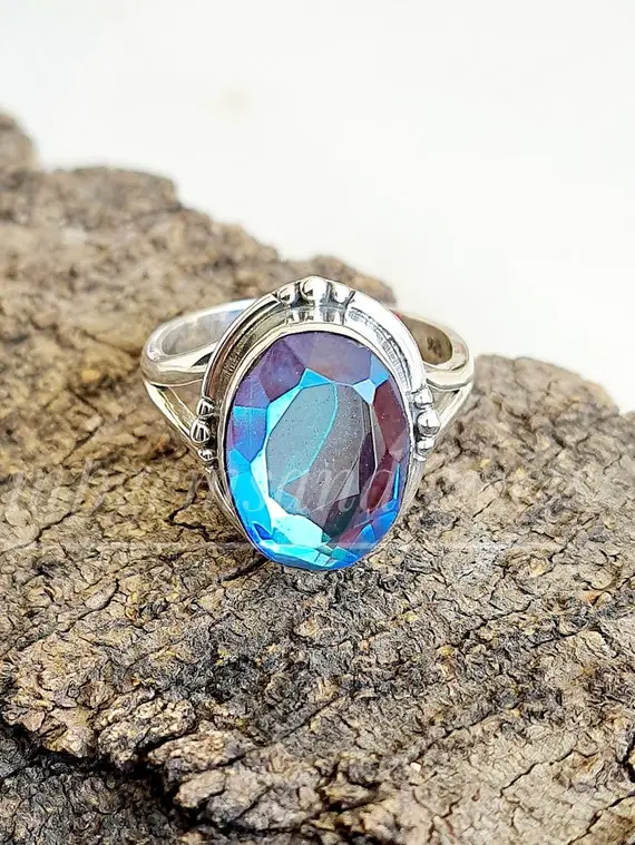 Angel Aura Quartz Ring-handmade Ring-925 Sterling Silver Ring-gift Aura Quartz Ring-gift For Her-promise Ring-anniversary Ring- Women's Ring