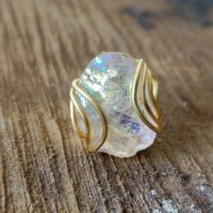 Shop Angel Aura Quartz Rings! Angel Aura Quartz Ring, Rose quartz ring , sterling silver 925, Raw stone ring, gold plated ring,Jewelry, Indian jewelry, gold finish, rings | Natural genuine Angel Aura Quartz rings, simple unique handcrafted gemstone rings. #rings #jewelry #shopping #gift #handmade #fashion #style #affiliate #ad