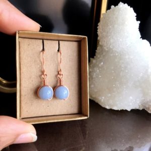 Shop Angelite Earrings! Angelite Earrings, Angelite Jewelry, Angelite Jewellery | Natural genuine Angelite earrings. Buy crystal jewelry, handmade handcrafted artisan jewelry for women.  Unique handmade gift ideas. #jewelry #beadedearrings #beadedjewelry #gift #shopping #handmadejewelry #fashion #style #product #earrings #affiliate #ad