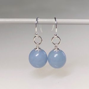 Shop Angelite Jewelry! Angelite Earrings, Silver Angelite Jewelry, Calming, Peaceful Angelite, AAA 10mm Dangling Earrings, Gift for Her | Natural genuine Angelite jewelry. Buy crystal jewelry, handmade handcrafted artisan jewelry for women.  Unique handmade gift ideas. #jewelry #beadedjewelry #beadedjewelry #gift #shopping #handmadejewelry #fashion #style #product #jewelry #affiliate #ad