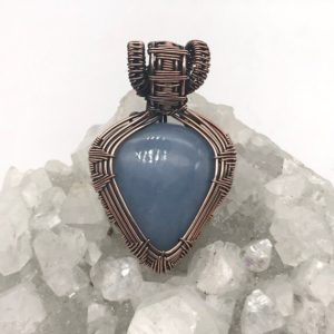 Shop Angelite Pendants! Huge Angelite Wire wrapped Pendant | Natural genuine Angelite pendants. Buy crystal jewelry, handmade handcrafted artisan jewelry for women.  Unique handmade gift ideas. #jewelry #beadedpendants #beadedjewelry #gift #shopping #handmadejewelry #fashion #style #product #pendants #affiliate #ad