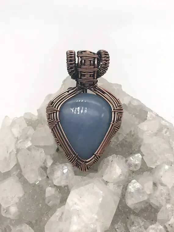 Huge Angelite Wire Wrapped Pendant