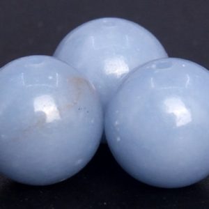 Shop Angelite Beads! Genuine Natural Angelite Gemstone Beads 9-10MM Blue Round A Quality Loose Beads (105101) | Natural genuine round Angelite beads for beading and jewelry making.  #jewelry #beads #beadedjewelry #diyjewelry #jewelrymaking #beadstore #beading #affiliate #ad