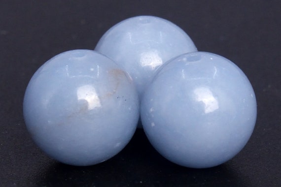 Genuine Natural Angelite Gemstone Beads 9-10mm Blue Round A Quality Loose Beads (105101)