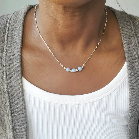 Angelite Sterling Silver Necklace, Angelite Gold Filled Necklace, Angelite Choker, Blue Gemstone Necklace, Something Blue, Angel Stone