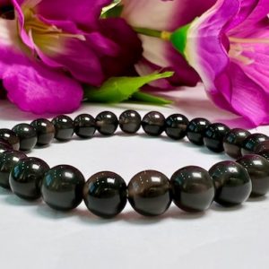Apache Tears Stone  Round Beaded Bracelet 8 MM Stretch Bracelet | Natural genuine Apache Tears bracelets. Buy crystal jewelry, handmade handcrafted artisan jewelry for women.  Unique handmade gift ideas. #jewelry #beadedbracelets #beadedjewelry #gift #shopping #handmadejewelry #fashion #style #product #bracelets #affiliate #ad