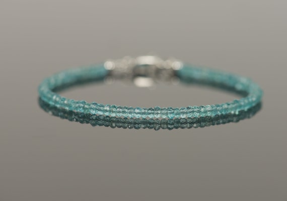 Dainty Light Blue Apatite, Apatite Bracelet, Natural Blue Gemstone Bracelet
