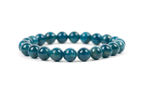 Apatite Bracelet, Natural Dark Blue Apatite Bracelet Made With High Quality 8mm Round Beads, Handmade Gemstone Jewelry